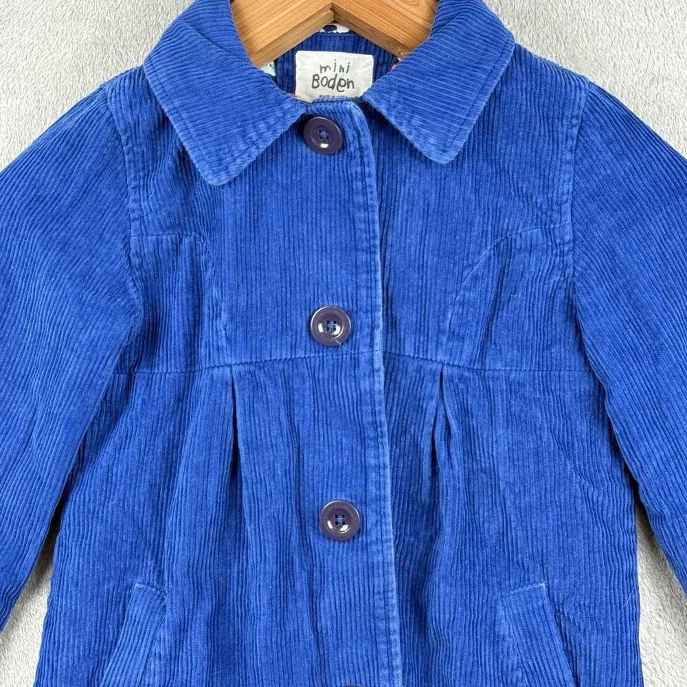 Mini Boden Corduroy Coat Girls Size 7/8 Cobalt Blue Long Outdoors Preppy